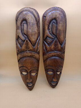 Pair of Vintage Wall Mask From the Caribbean